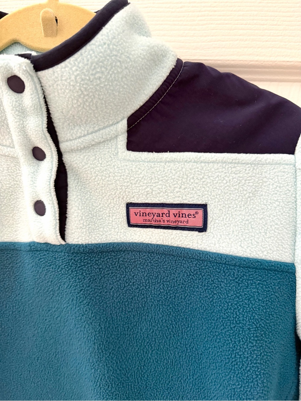 Vineyard Vines Harbor Fleece Pullover Blue Color Block View 4